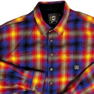 Cinch Plaid Flannel Western Shirt Long Sleeve Button Up‎ Colorful Cowboy Size XL